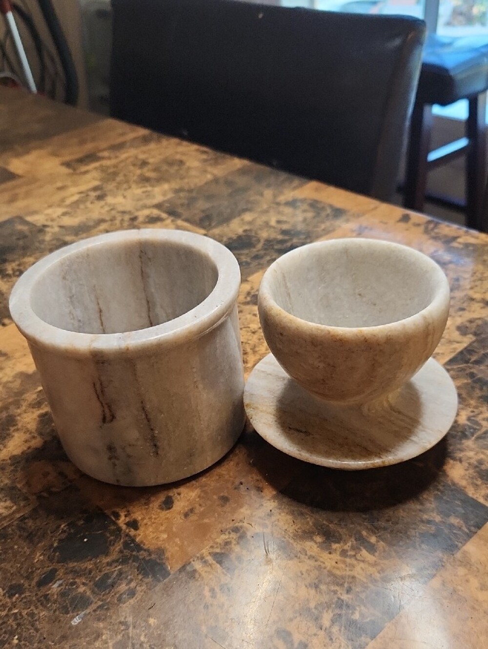 Butter Bell-Minimum Beige Marble Jar and Mortar Set - Picture 2 of 14